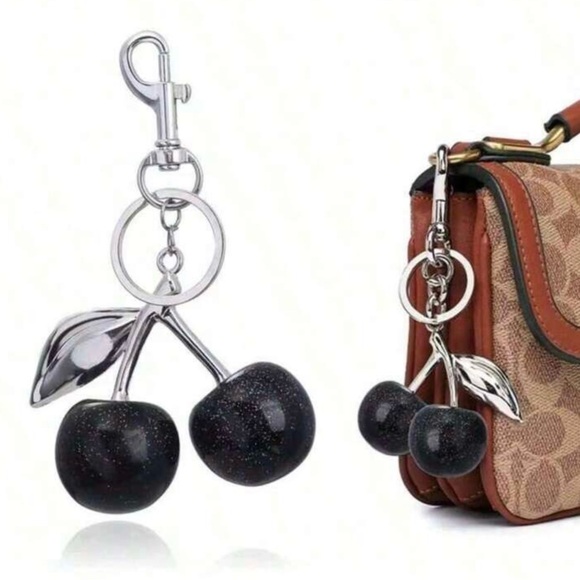 ✨ New ✨ Gorgeous Black Cherry Purse Charm / Keychain 🍒 - Picture 2 of 2